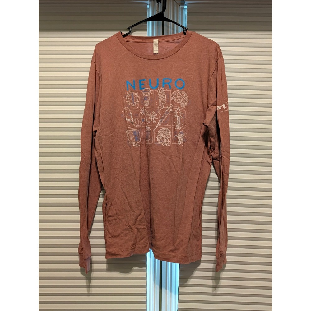 Artery Ink Neuro Graphic Long Sleeve Tee Shirt Mauve Medical Brain Spine Large